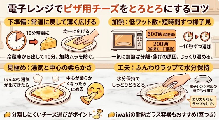 ピザ用チーズを電子レンジで「とろとろ」に溶かす基本のコツ