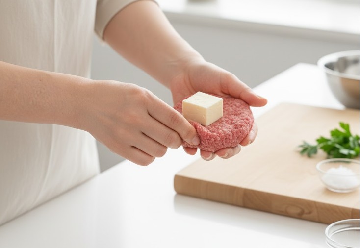 チーズインハンバーグの正しいチーズの入れ方