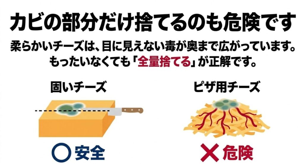 ピザ用チーズに生えたカビの見分け方と食用カビとの決定的な違い